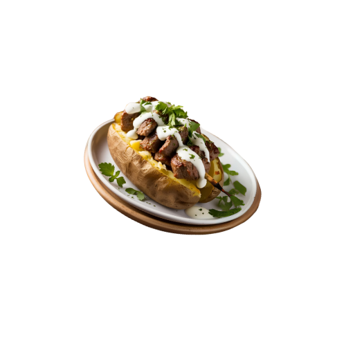 Bakt Potet Med Kebabkjøtt